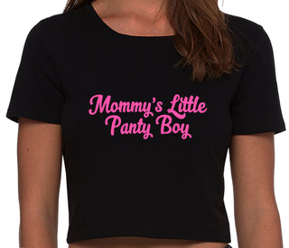 Mommy's Little Panty Boy - Black Crop Top