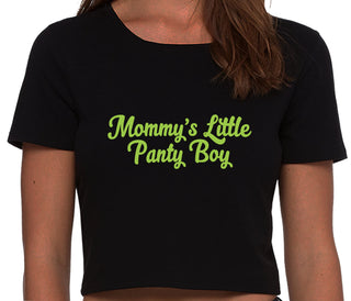 Mommy's Little Panty Boy - Black Crop Top