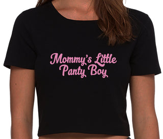 Mommy's Little Panty Boy - Black Crop Top