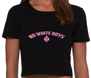 No White Boys - Queen Of Spades - Black Crop Top