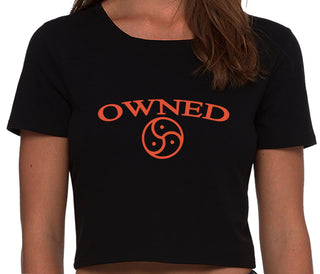 Owned With BDSM Symbol - Black Crop Top