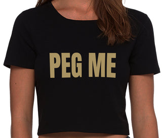Peg Me - Bold Logo - Black Crop Top