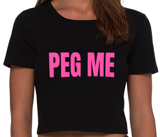 Peg Me - Bold Logo - Black Crop Top