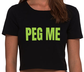 Peg Me - Bold Logo - Black Crop Top