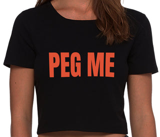 Peg Me - Bold Logo - Black Crop Top