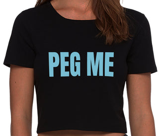 Peg Me - Bold Logo - Black Crop Top
