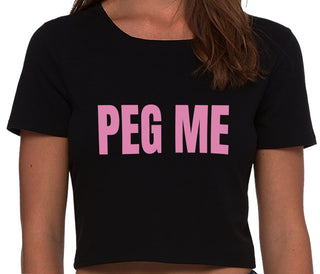 Peg Me - Bold Logo - Black Crop Top