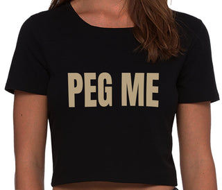 Peg Me - Bold Logo - Black Crop Top