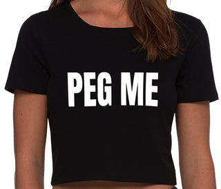 Peg Me - Bold Logo - Black Crop Top