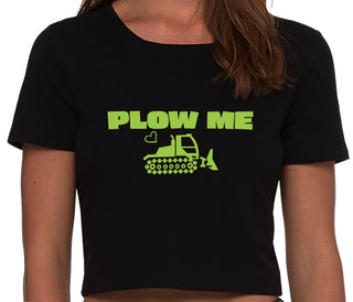 Plow Me - Funny Tractor Design - Black Crop Top