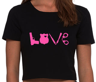 Police Love - Black Crop Top