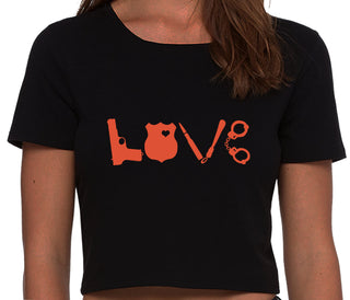 Police Love - Black Crop Top