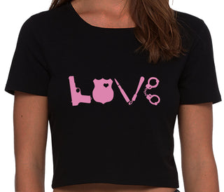 Police Love - Black Crop Top