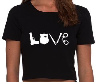 Police Love - Black Crop Top