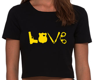 Police Love - Black Crop Top
