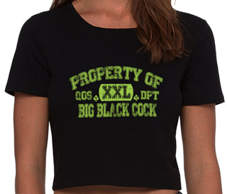 Property Of Big Black Cock - Queen Of Spades - Black Crop Top