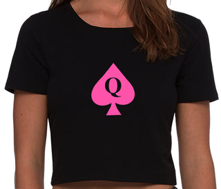 Queen Of Spades Logo - Black Crop Top