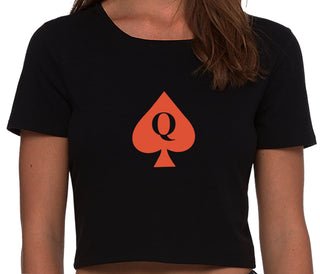 Queen Of Spades Logo - Black Crop Top