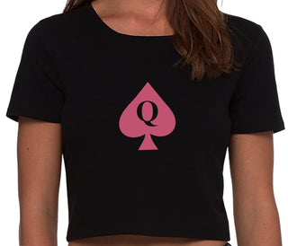 Queen Of Spades Logo - Black Crop Top