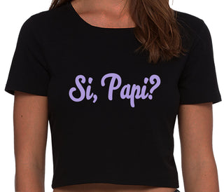 Si Pappi - Yes Daddy - Black Crop Top