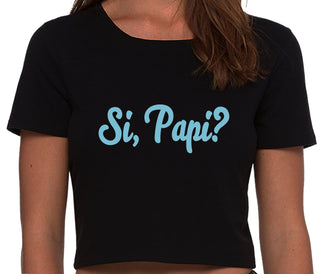 Si Pappi - Yes Daddy - Black Crop Top