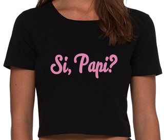 Si Pappi - Yes Daddy - Black Crop Top