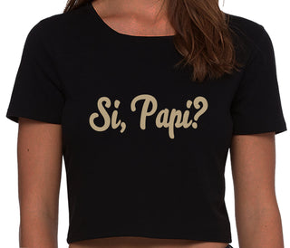 Si Pappi - Yes Daddy - Black Crop Top