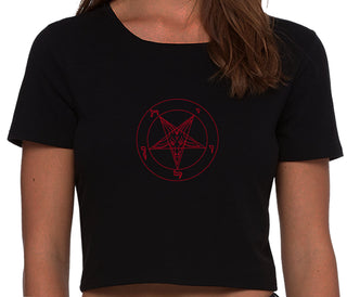 Sigil Of Baphomet - Church of Satan - Black Crop Top