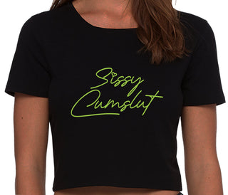Sissy Cumslut - Black Crop Top