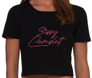 Sissy Cumslut - Black Crop Top