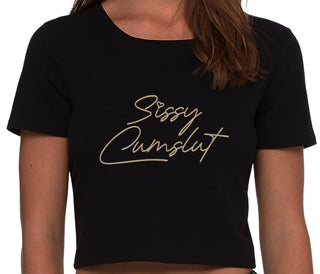 Sissy Cumslut - Black Crop Top