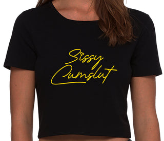 Sissy Cumslut - Black Crop Top