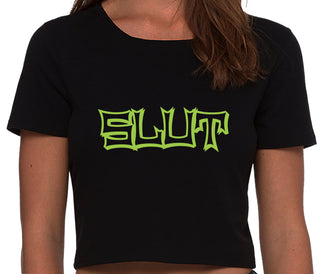 Slut - Black Crop Top