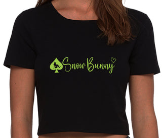 Snow Bunny - Queen of Spades - Black Crop Top