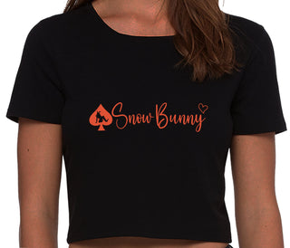Snow Bunny - Queen of Spades - Black Crop Top