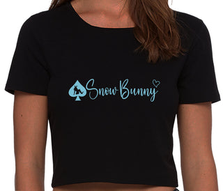 Snow Bunny - Queen of Spades - Black Crop Top