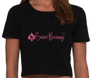 Snow Bunny - Queen of Spades - Black Crop Top