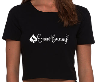 Snow Bunny - Queen of Spades - Black Crop Top