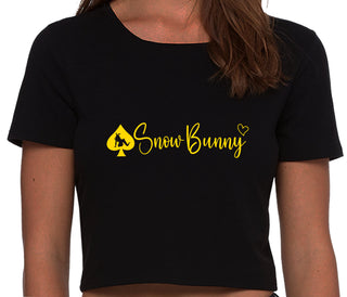 Snow Bunny - Queen of Spades - Black Crop Top