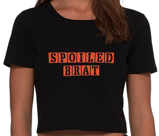 Spoiled Brat - Block Design - Black Crop Top