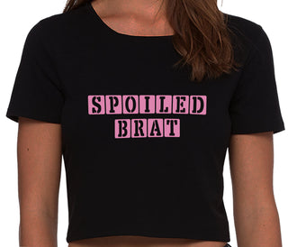 Spoiled Brat - Block Design - Black Crop Top