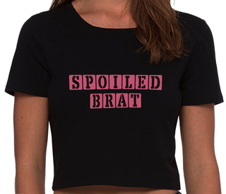 Spoiled Brat - Block Design - Black Crop Top