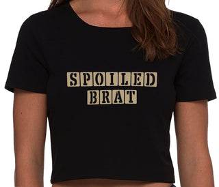 Spoiled Brat - Block Design - Black Crop Top