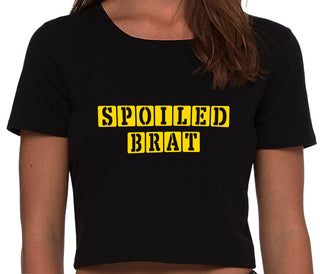 Spoiled Brat - Block Design - Black Crop Top