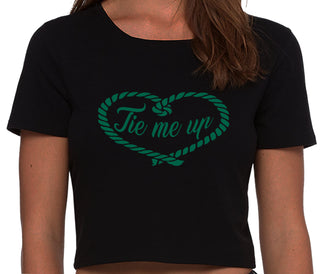 Tie Me Up - Cute Rope Design - Black Crop Top