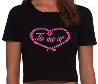 Tie Me Up - Cute Rope Design - Black Crop Top