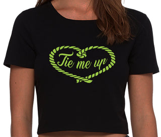 Tie Me Up - Cute Rope Design - Black Crop Top