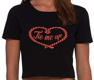 Tie Me Up - Cute Rope Design - Black Crop Top