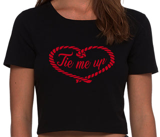 Tie Me Up - Cute Rope Design - Black Crop Top
