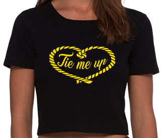 Tie Me Up - Cute Rope Design - Black Crop Top